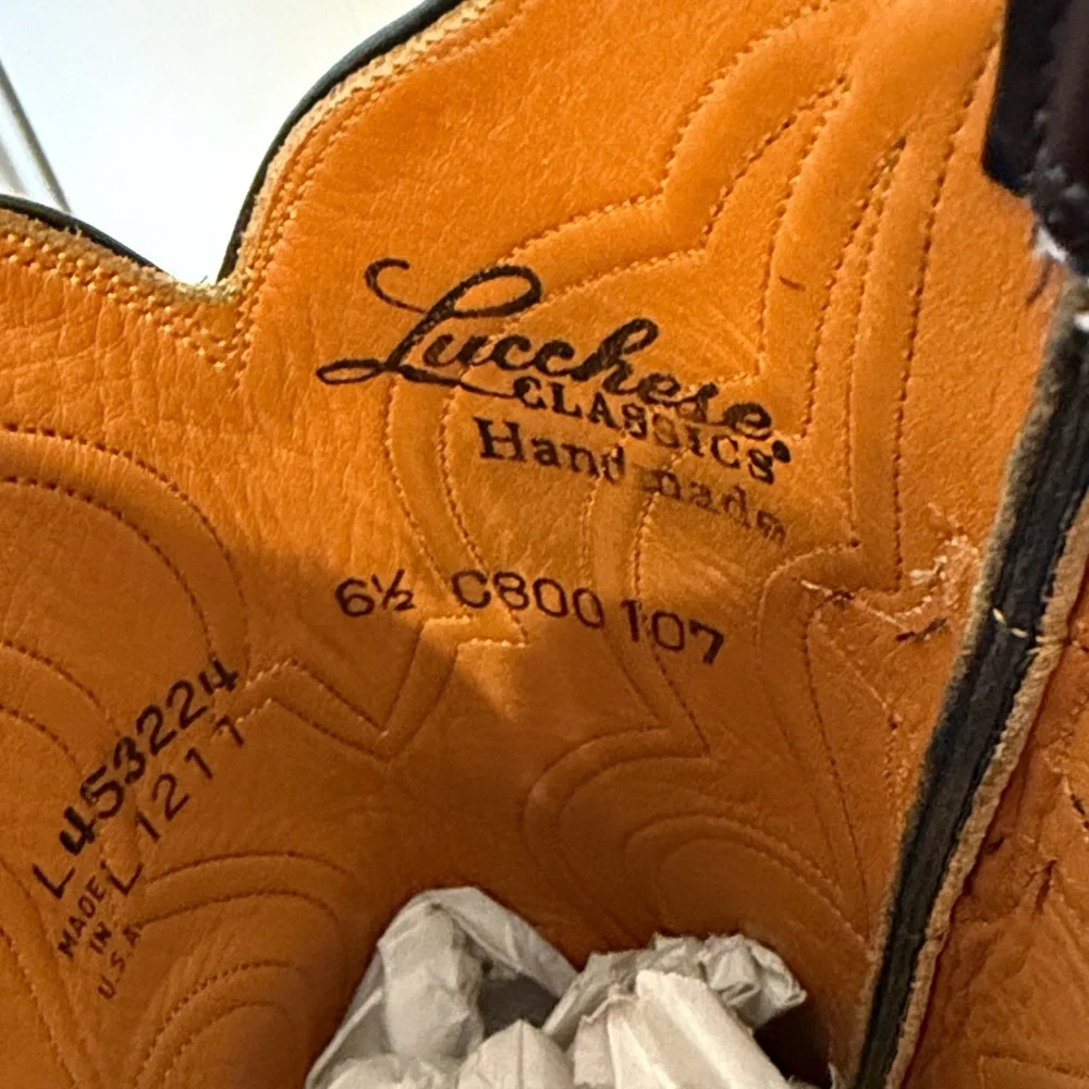 Lucchese Black Leather Cowboy Boots EUC - Picture 2 of 12